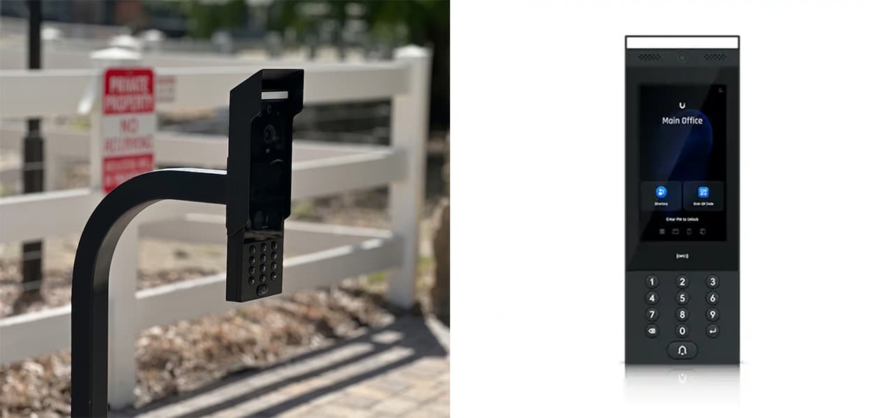 Installation of the Ubiquiti Intercom System at the double door gates.